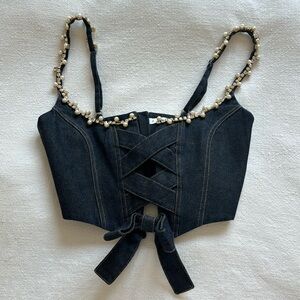 NWOT AREA Denim Corset Top